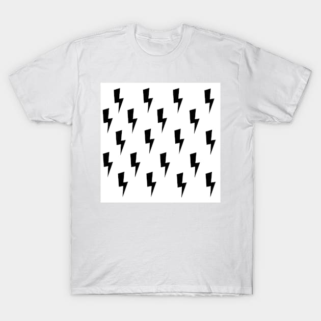 Lightning Bolts- Black on White T-Shirt by Vanta Arts